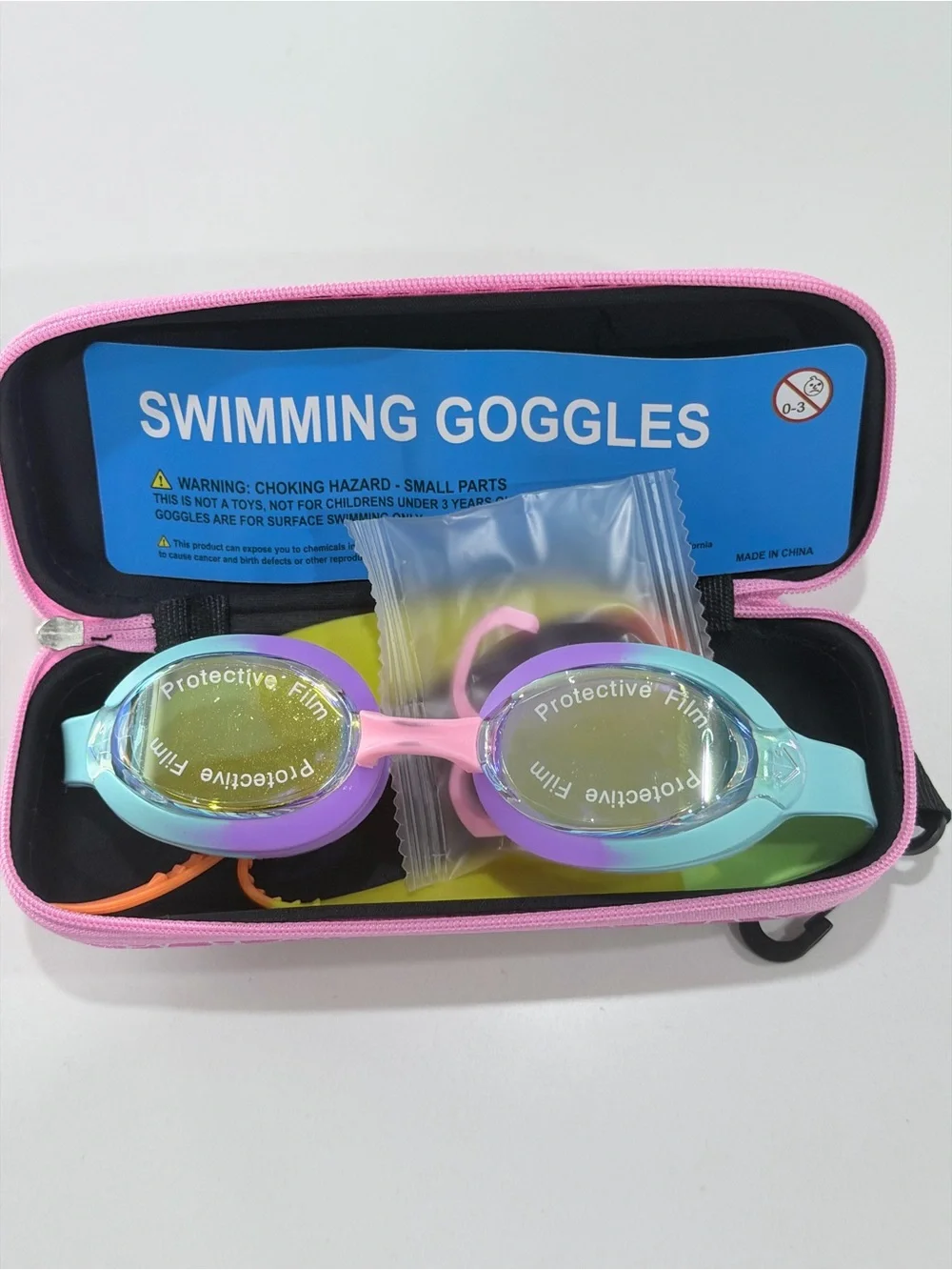 Kids Colorblock Swimming Goggles - Pink/Blue